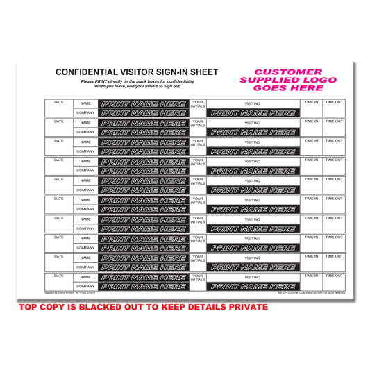 NCR *CUSTOM* Vertrauliche Besucheranmeldung Duplikat REFILL PACK A4 50 Sätze für Ordner