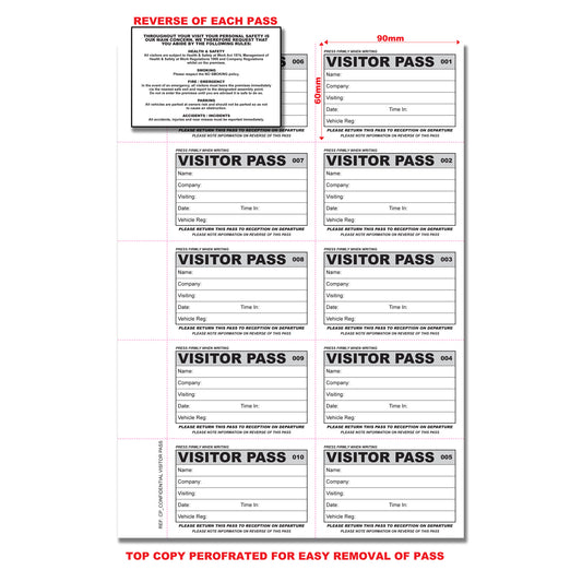 NCR Confidential Visitor Pass 90mm x 60mm Duplicate Book 300 Pässe GDPR