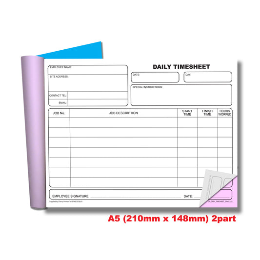 NCR Daily Timesheet Duplicate Book A5
