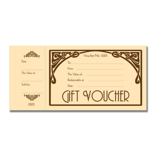 Art Deco Geschenkgutschein Buch 99mm x 210mm mit FREE A4 POSTER