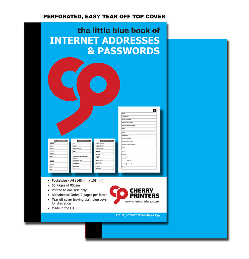 The Little Red / Blue Book of Internet Addresses and Passwords A6 105mm x 148mm