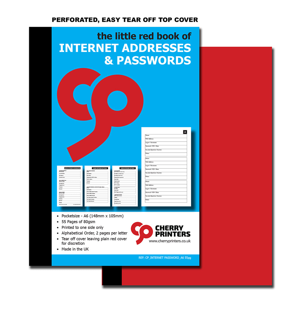 The Little Red / Blue Book of Internet Addresses and Passwords A6 105mm x 148mm