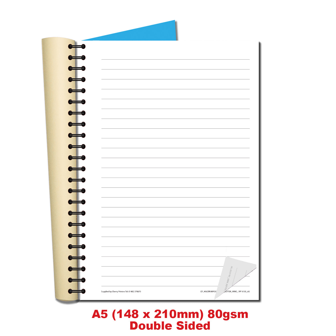 Multi Purpose Ruled A5 80gsm 100 pages Wirobound