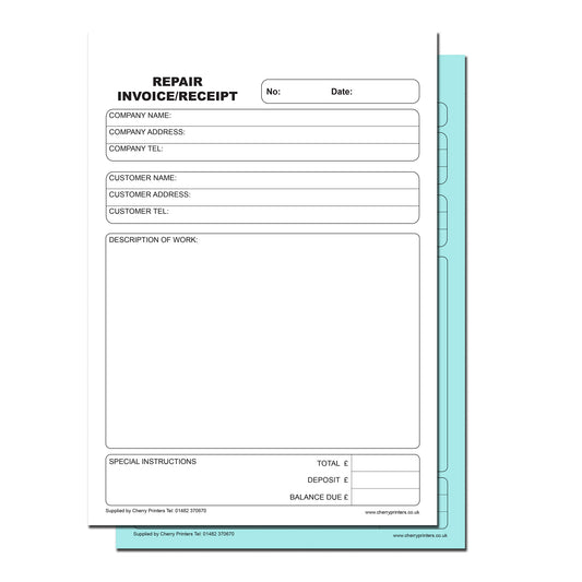 NCR Repair Invoice/Receipt Duplicate Book A4 (Perfed + Stitched)