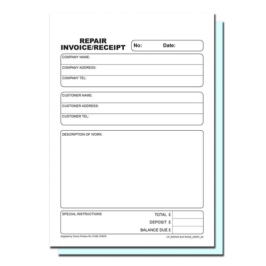 NCR Repair Invoice/Receipt Duplicate Book A5 (Perfed + Stitched)
