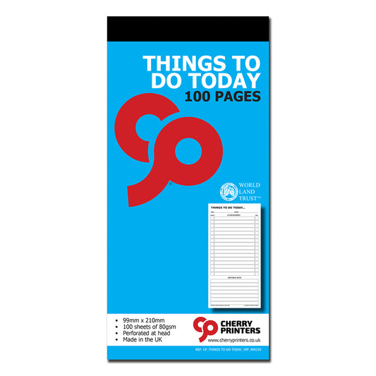 Things To Do Today Book 99mm x 210mm 100pages 80gsm