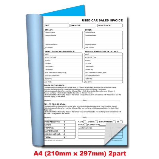 NCR Used Car Sales Invoice Book A4 Duplicate