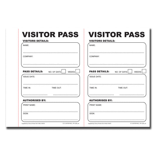 Besucherausweisbuch A5 100Seiten 80gsm 200 Ausweise pro Buch