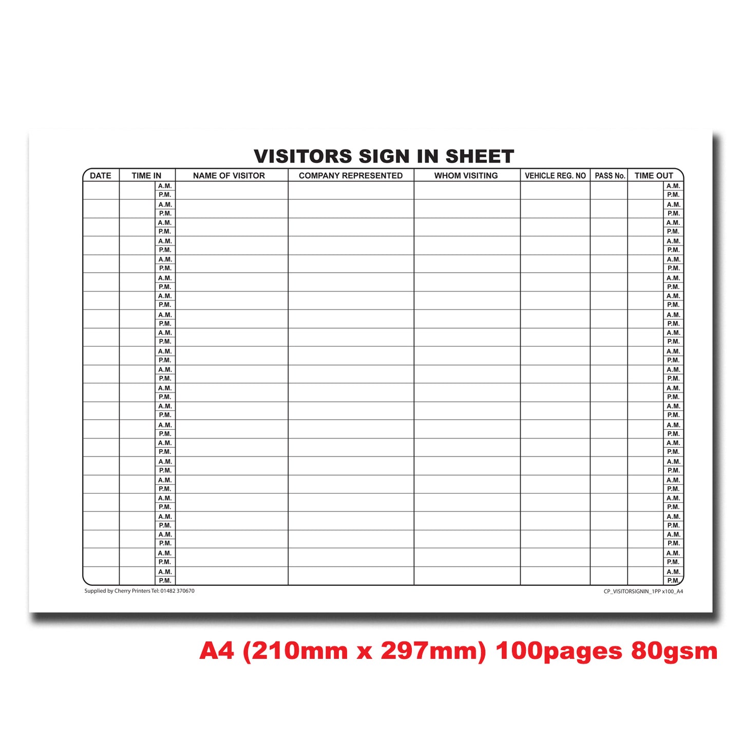 Besucher-Anmeldebuch A4 100 Seiten 80gsm