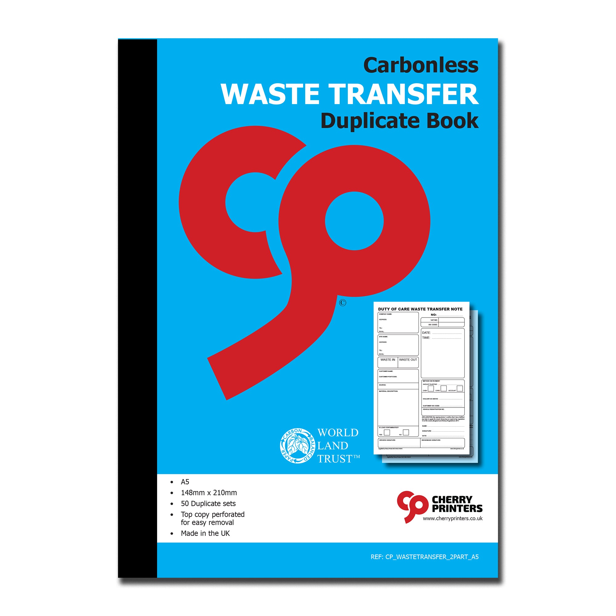 NCR Waste Transfer Book A5 Duplicate – Cherry Printers UK