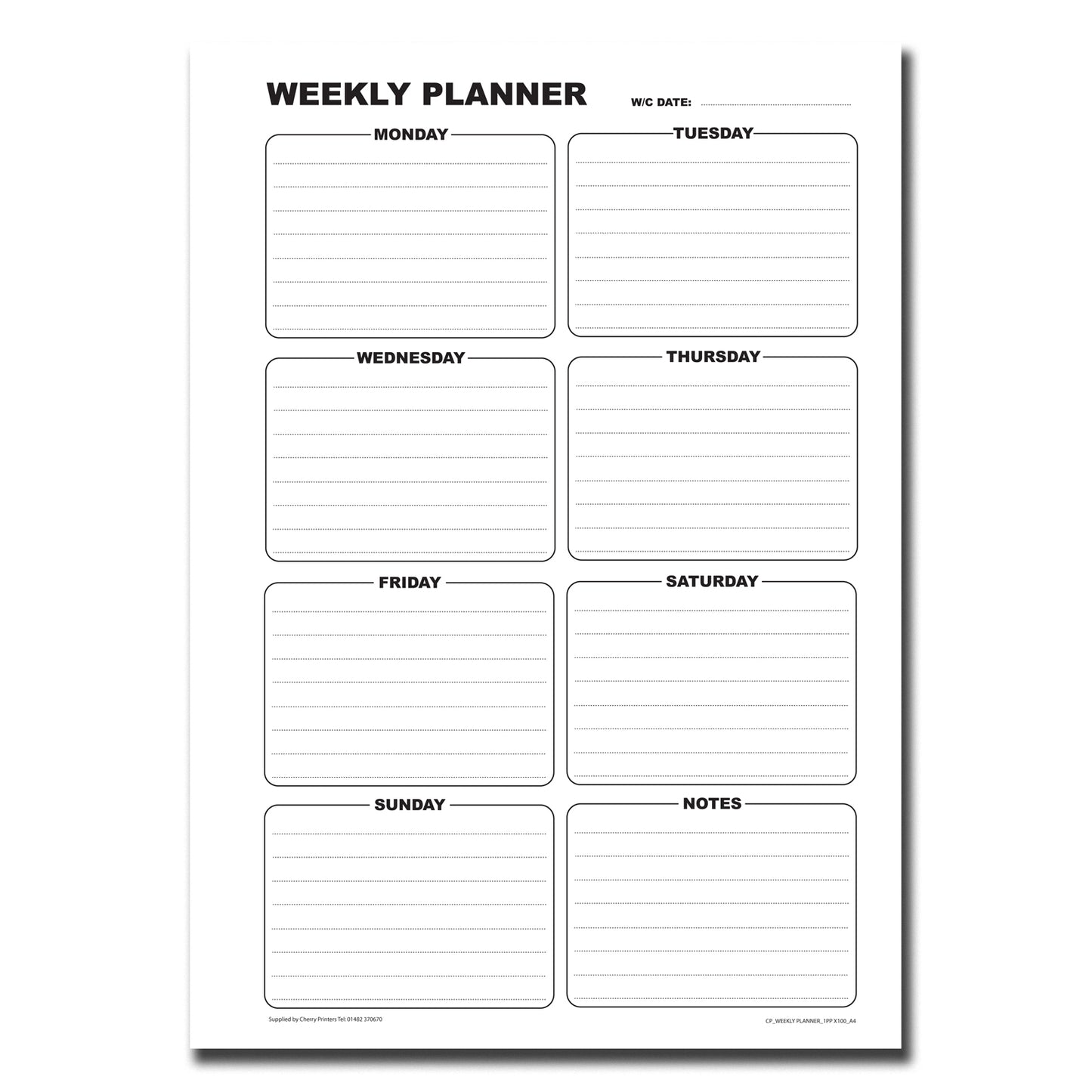 Weekly Planner Book A4 100pages 80gsm