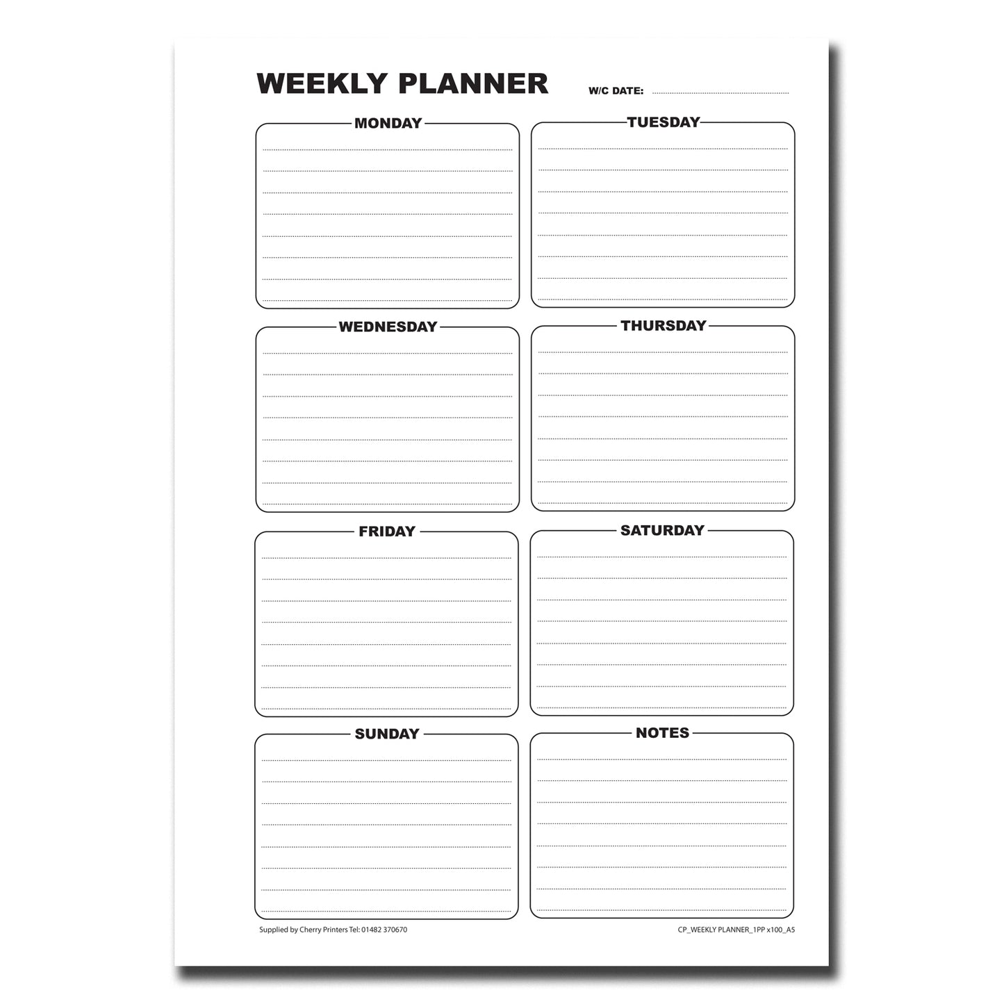 Weekly Planner Book A5 100pages 80gsm