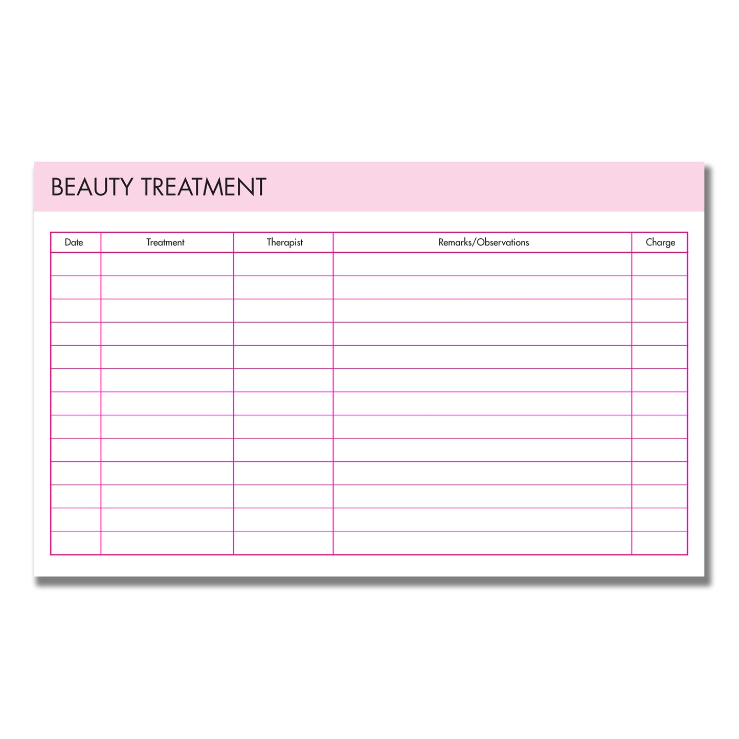 Beauty Treatment Record / Medical Card Pad 202mm x 125mm 50pages 350gsm