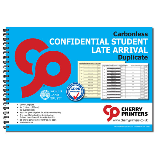 NCR Confidential Student Late Arrival Duplicate Wirobound Book A4 50 se