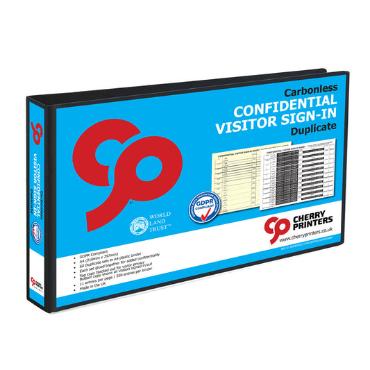 NCR Confidential Visitor Sign In Ring Binder with 50 A4 Duplicate Sets GDPR