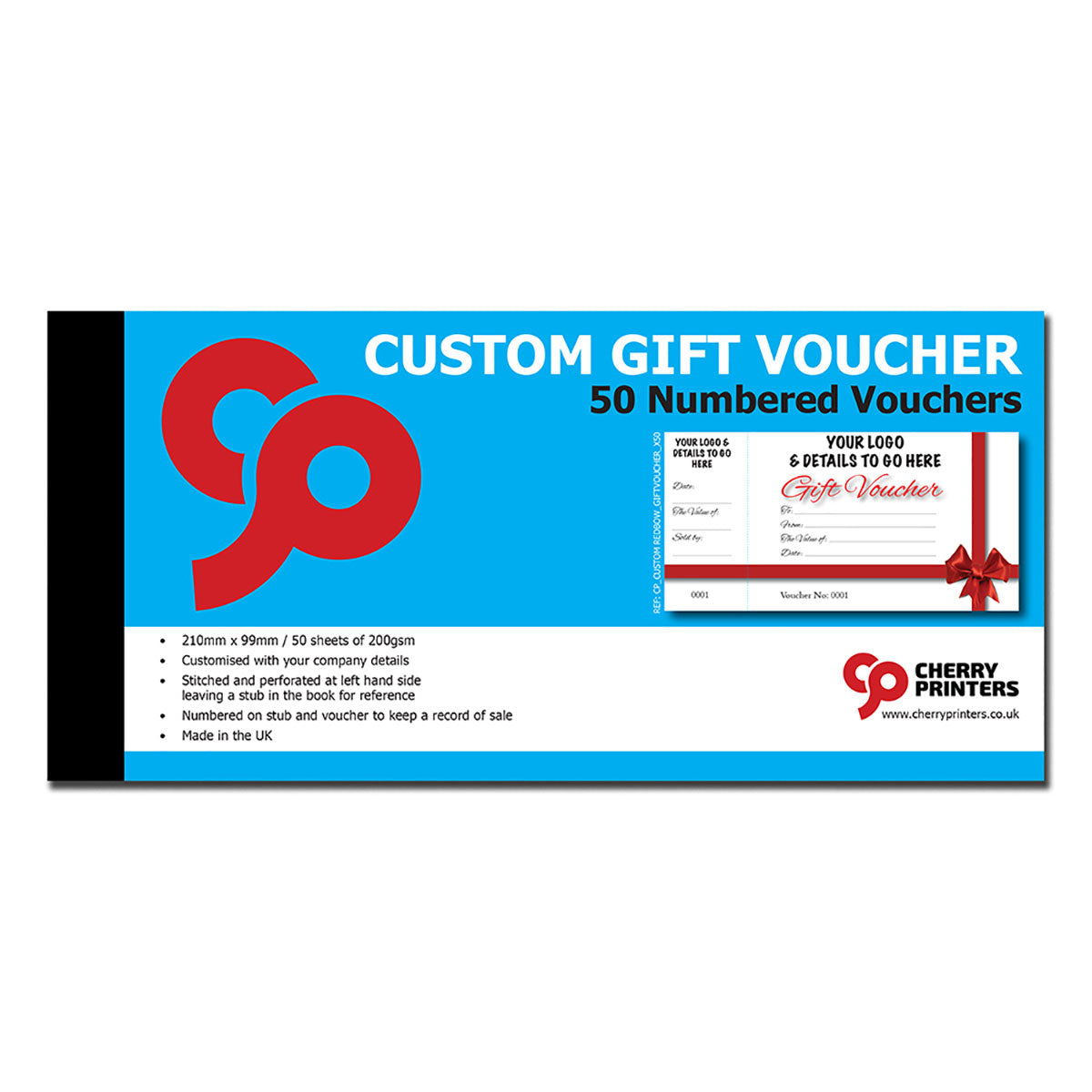 *CUSTOM* Red Bow Gift Voucher Book 99mm x 210mm with 2 FREE A4 POSTERS | 6 Book Pack