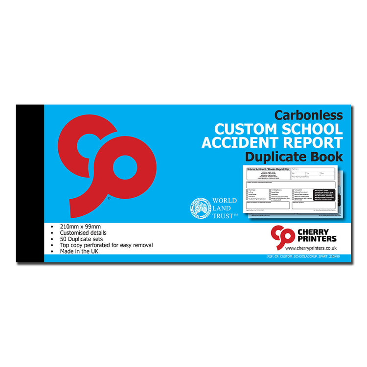 Custom School Accident Report Book 99x210mm | NCR Duplicate — Cherry ...
