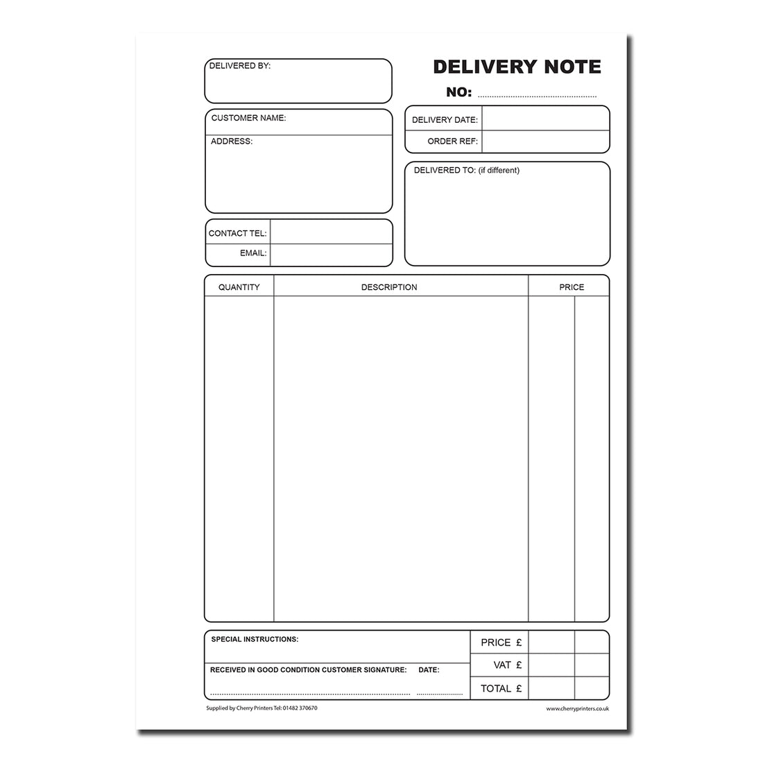 NCR Delivery Note Triplicate Book A5 Cherry Printers UK