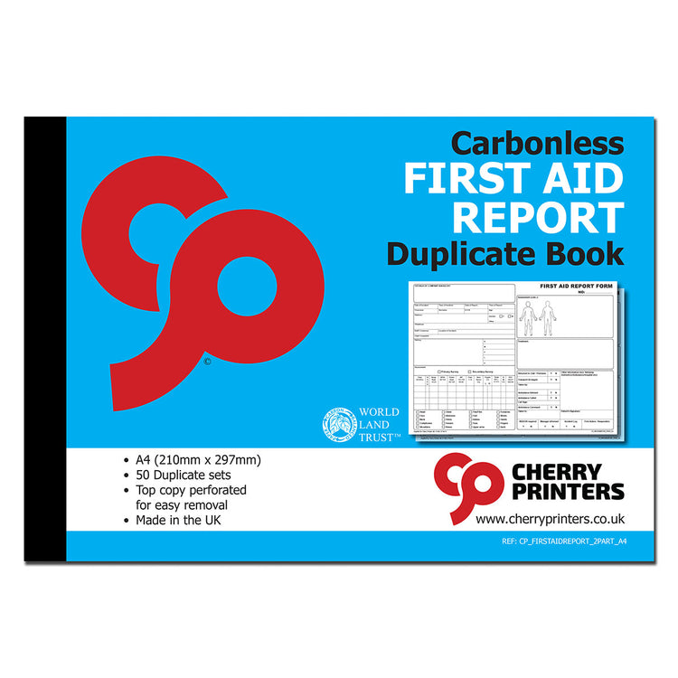 NCR First Aid Report Book A4 Duplicate | 50 Sets — Cherry Printers UK