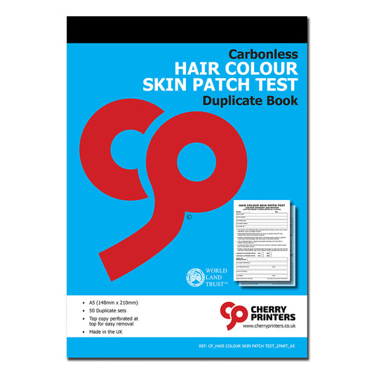 NCR Hair Colour Skin Patch Test Duplicate Book A5 50 sets