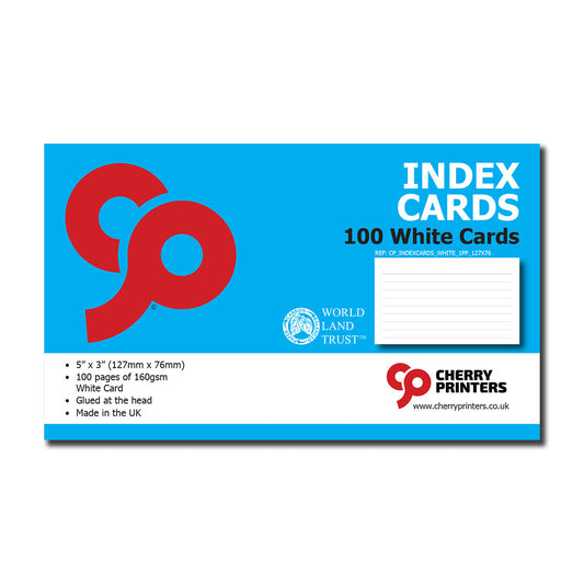 Index Card Pad WHITE x100 160gsm 127mmx76mm