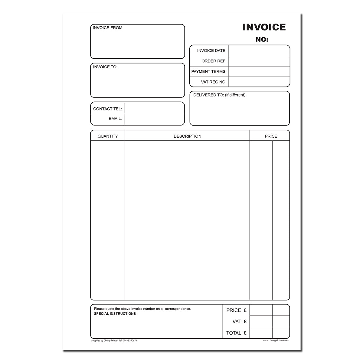 NCR Invoice Triplicate Book A4 Numbered 01-50