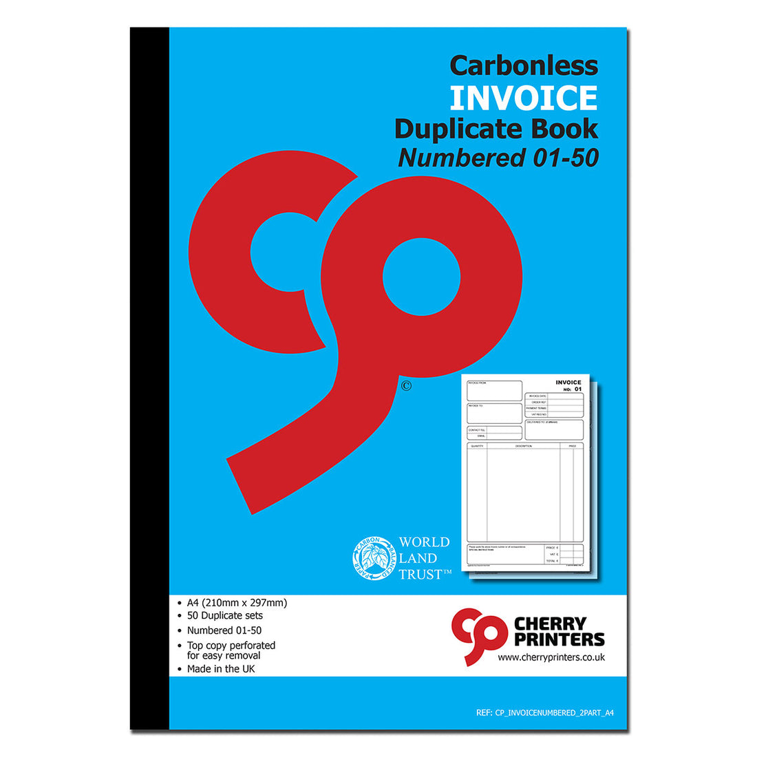 NCR Invoice Duplicate Book A4 Numbered 01-50 | 50 Sets — Cherry Printers UK