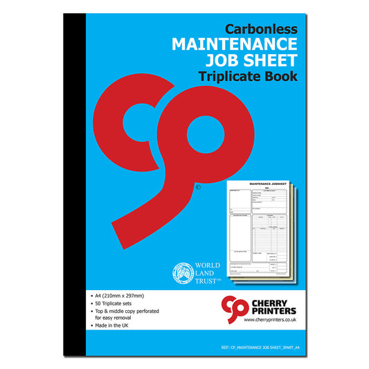 NCR Maintenance Job Sheet Book A4 Triplicate
