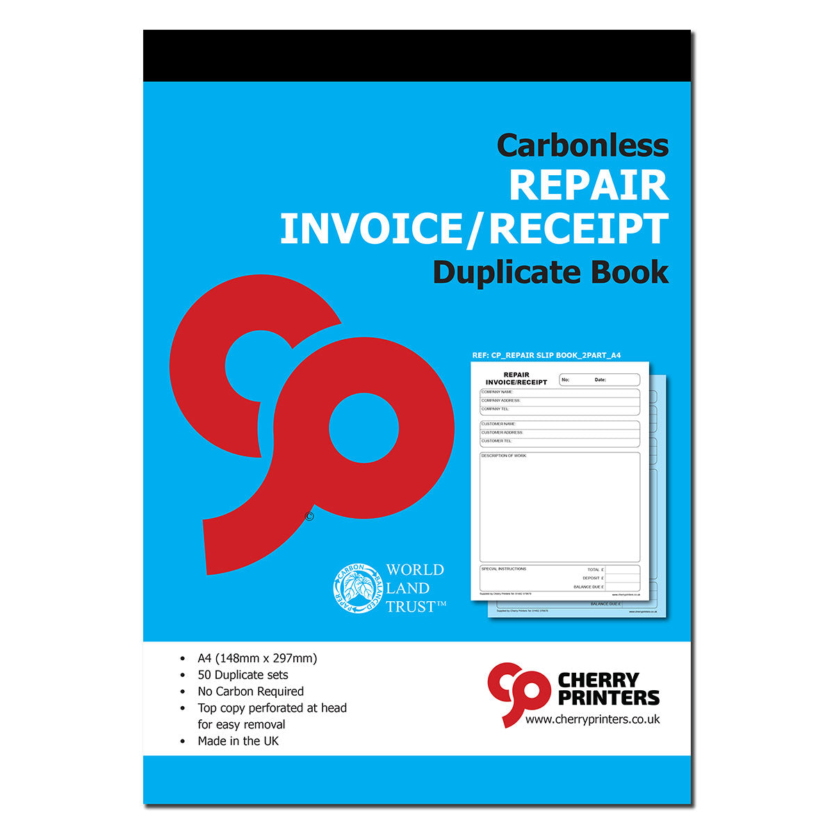 NCR Repair Invoice/Receipt Duplicate Book A4 (Perfed + Stitched)