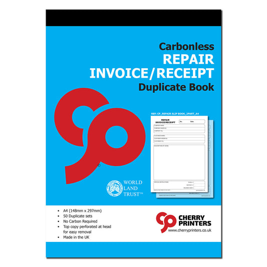 NCR Repair Invoice/Receipt Duplicate Book A4 (Perfed + Stitched)