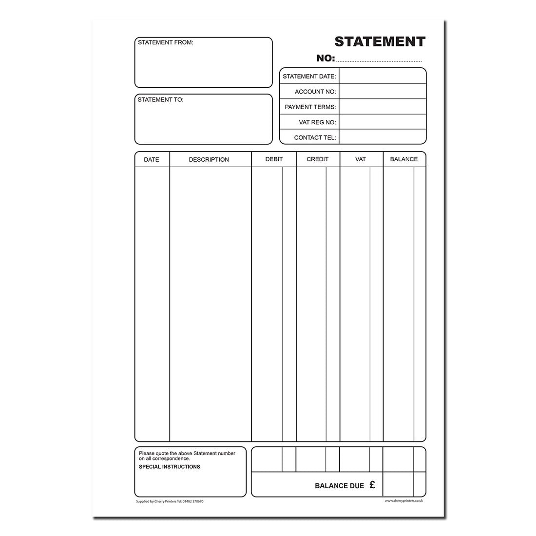NCR Statement Book A4 Triplicate – Cherry Printers UK