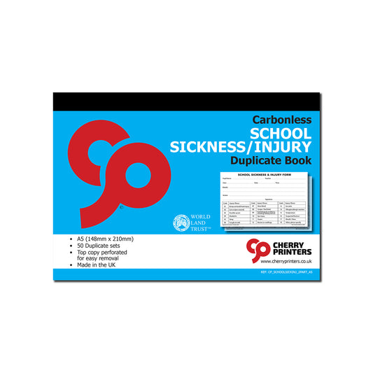 NCR School Sickness &amp; Injury Duplicate Book A5 50 Sets