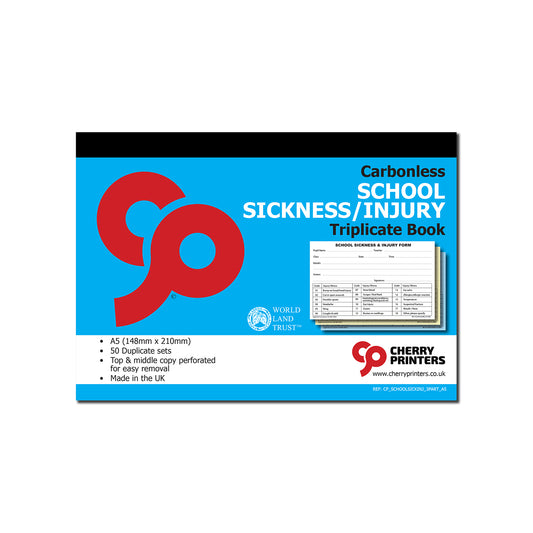 NCR School Sickness & Injury Triplicate Book A5 50 sets