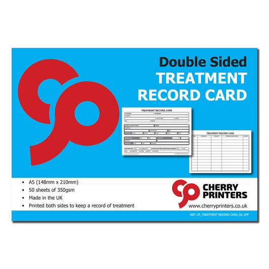 Treatment Record Card Pad A5 50pages 350gsm
