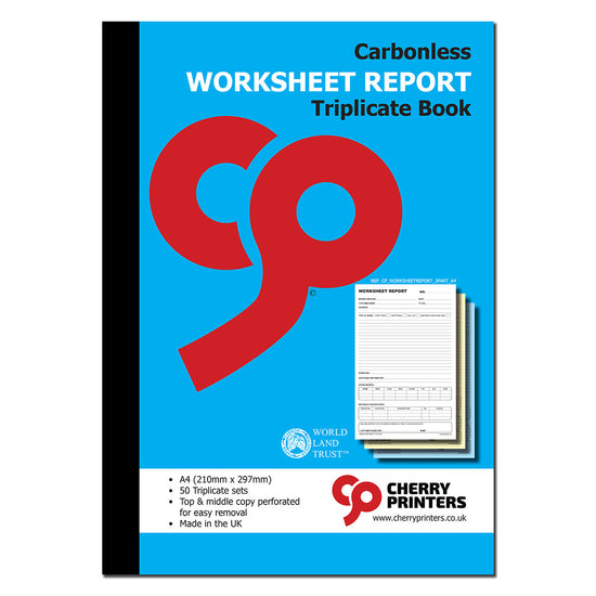 NCR Worksheet Report Book A4 Triplicate – Cherry Printers UK