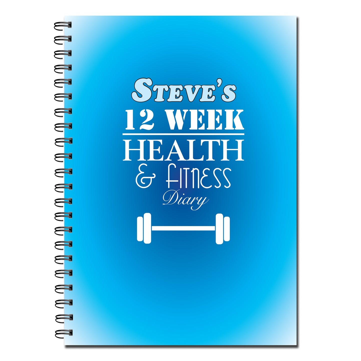 PERSONALISED 12 Week Health & Fitness Journal | Food + Exercise Tracker | A5 | Wiro book 55 pages printed to both sides on quality 120gsm