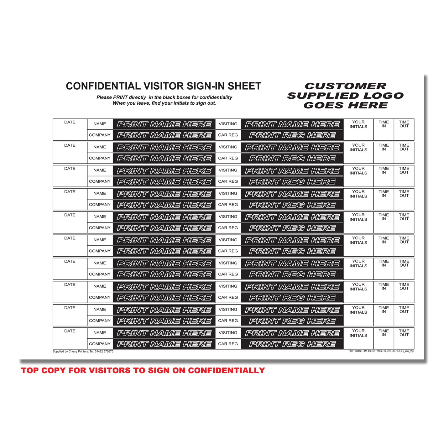 NCR *CUSTOM* Confidential Visitor Sign in With CAR REG Wiro Book A4 50 sets | 2 Book Pack