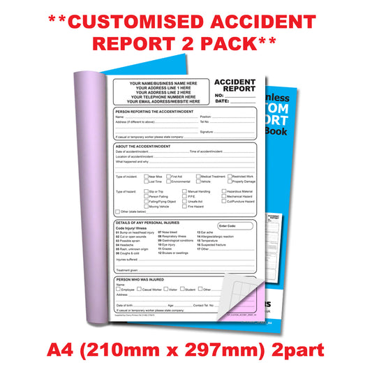 NCR *CUSTOM* Accident Report Duplicate Book A4 | 2 Book Pack