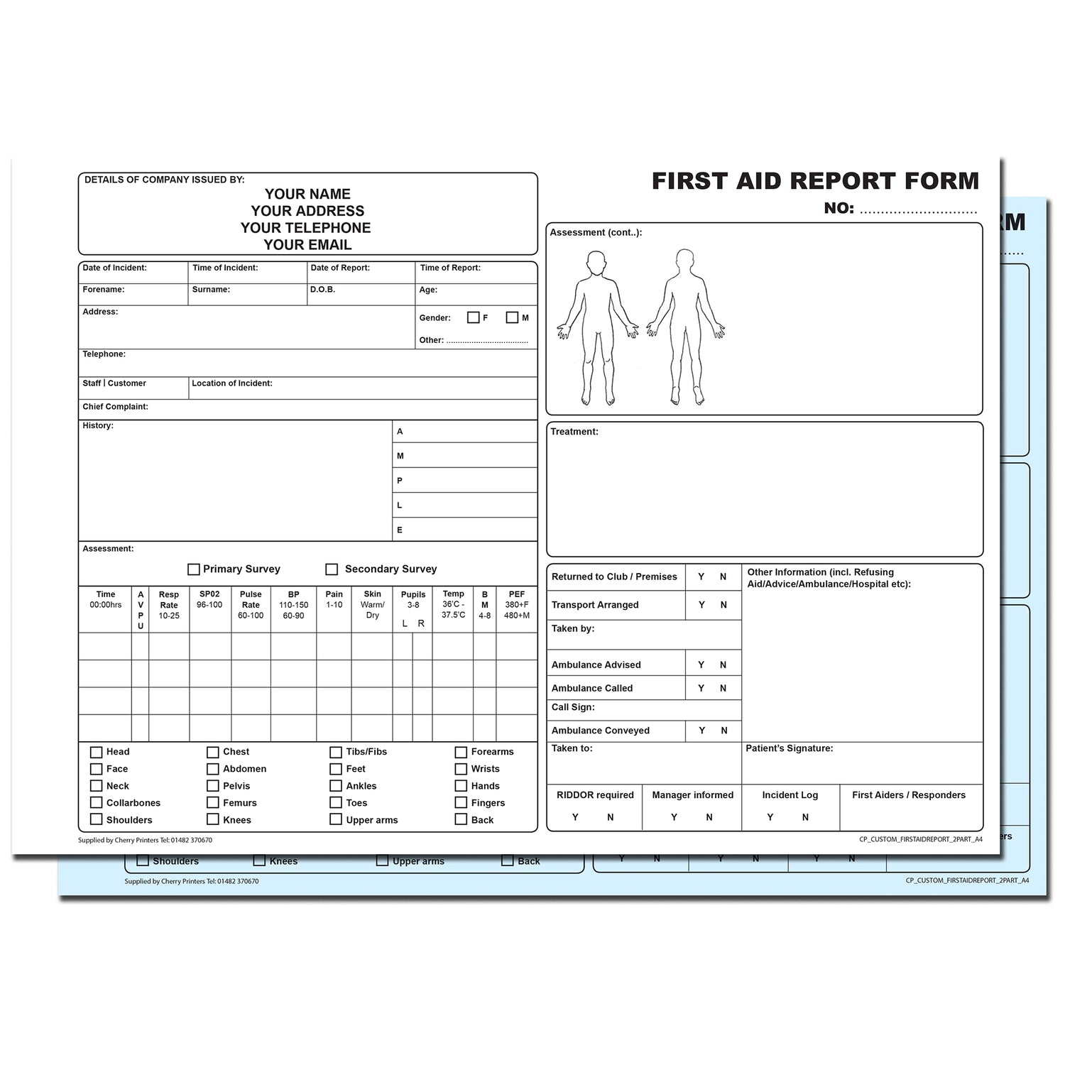 NCR *CUSTOM* First Aid Report Duplicate Book A4 | 2 Book Pack – Cherry ...