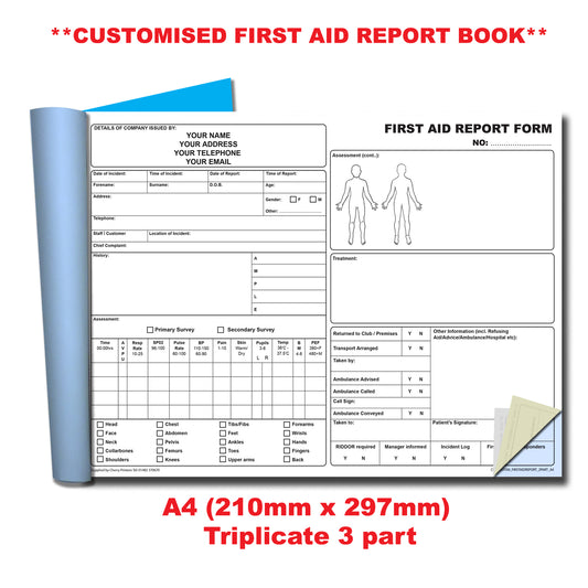 NCR *CUSTOM* First Aid Report Triplicate Book A4 | 2 Book Pack