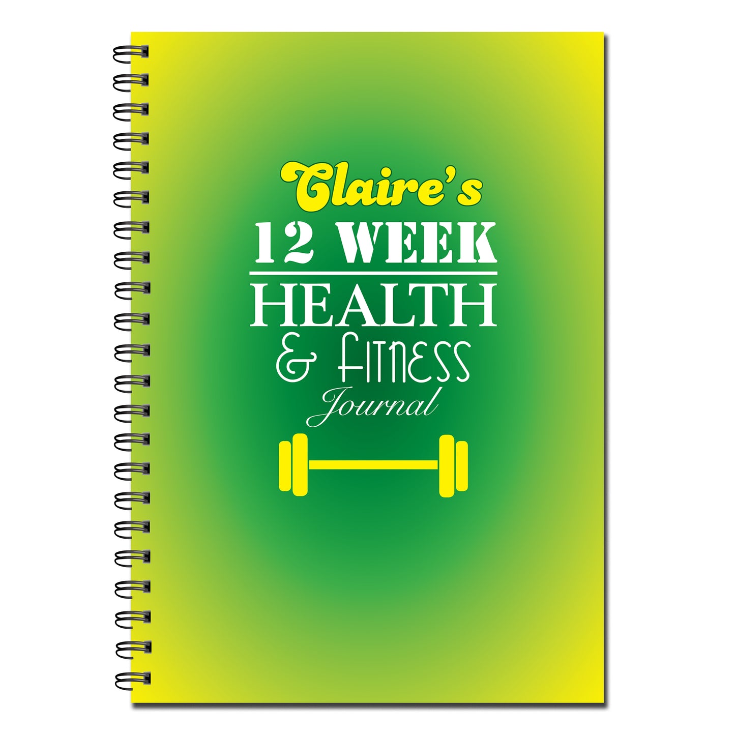 PERSONALISED 12 Week Health & Fitness Journal | Food + Exercise Tracker | A5 | Wiro book 55 pages printed to both sides on quality 120gsm