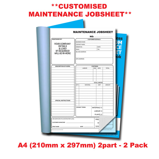 NCR *CUSTOM* Wartung Arbeitsblatt Duplikat Buch A4 Packs