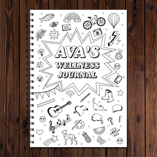 Personalised My Daily Wellness Journal | Teens | Adults | Kids | A5 148mm x 210mm | 50 pages printed to both sides | Split Wirobound
