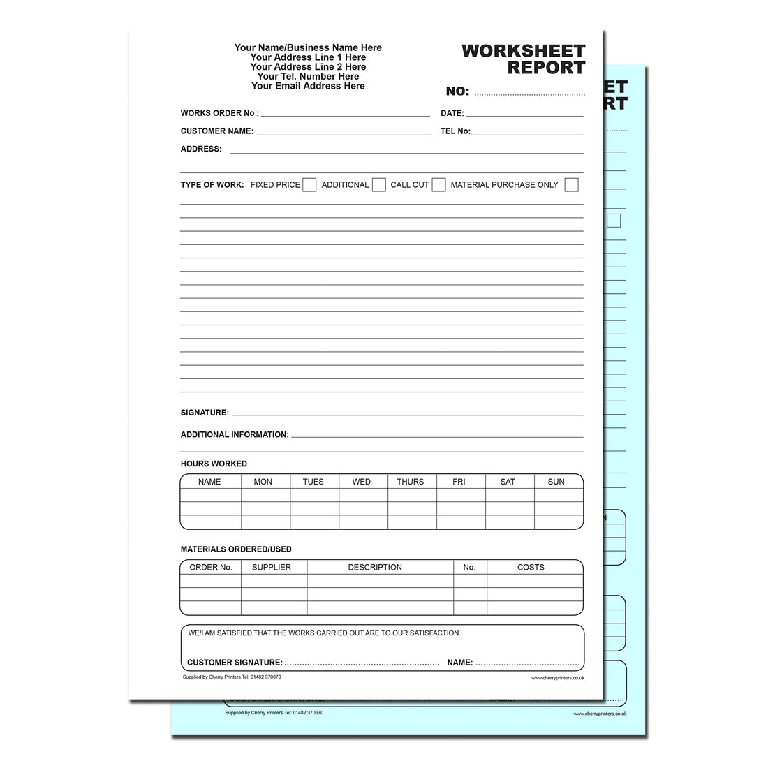 NCR *CUSTOM* Worksheet Report Duplicate Book A4 | 2 Pack – Cherry ...