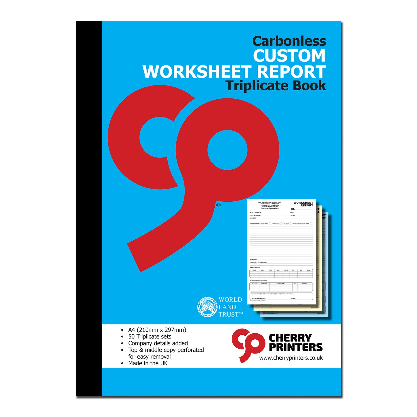NCR *CUSTOM* Worksheet Report Triplicate Book A4 | 2 Book Pack