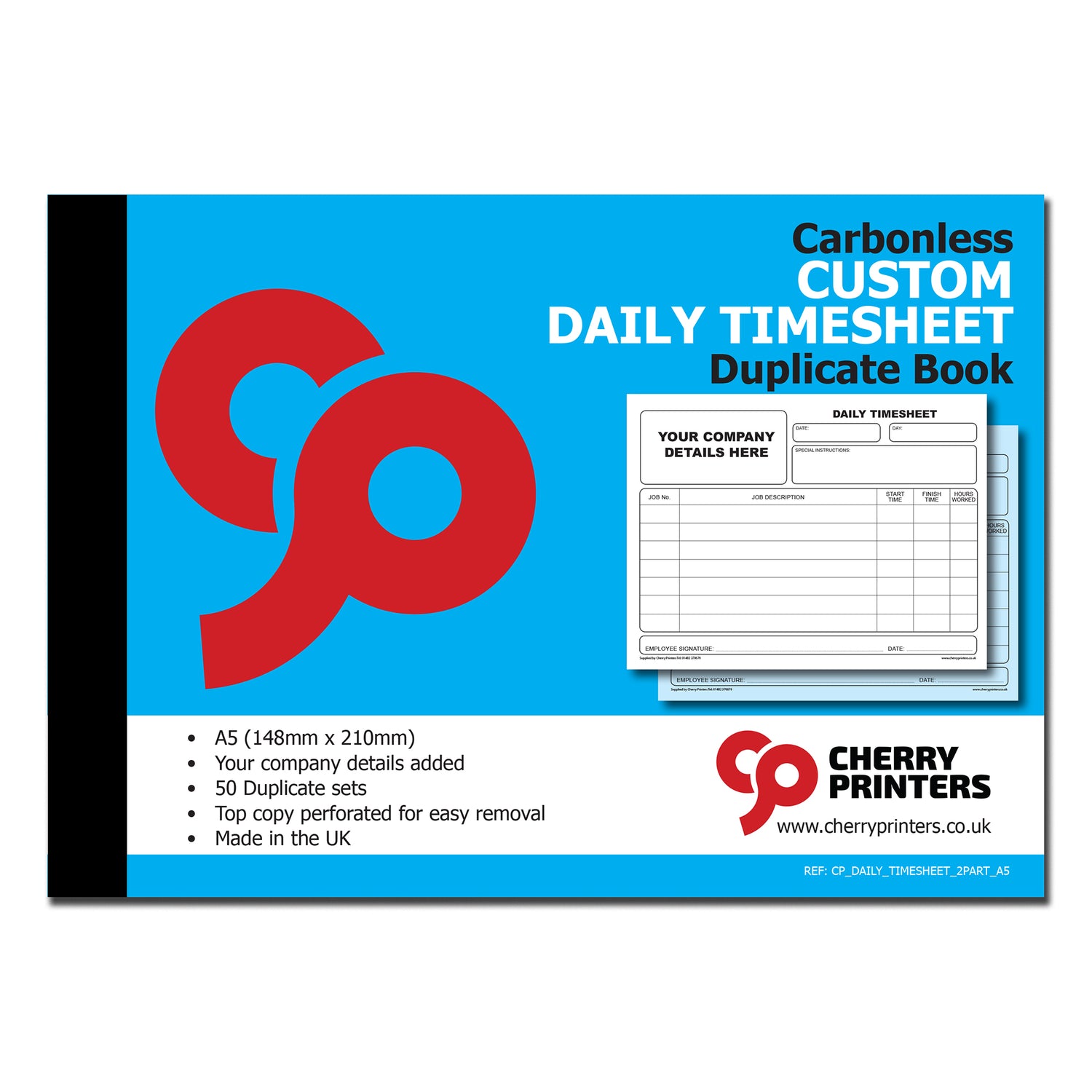 NCR *CUSTOM* Daily Timesheet Duplicate Book A5 | 4 Book Pack – Cherry ...