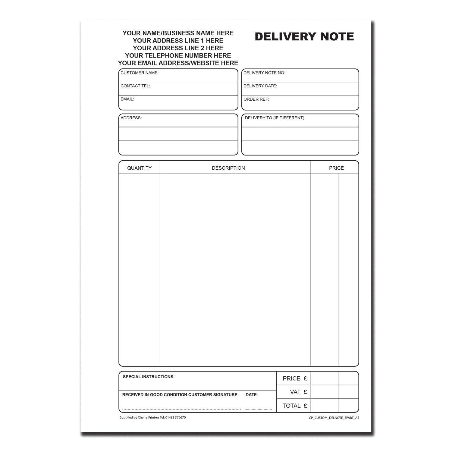 NCR *CUSTOM* Delivery Note Triplicate Book A5 | 4 Book Pack – Cherry ...