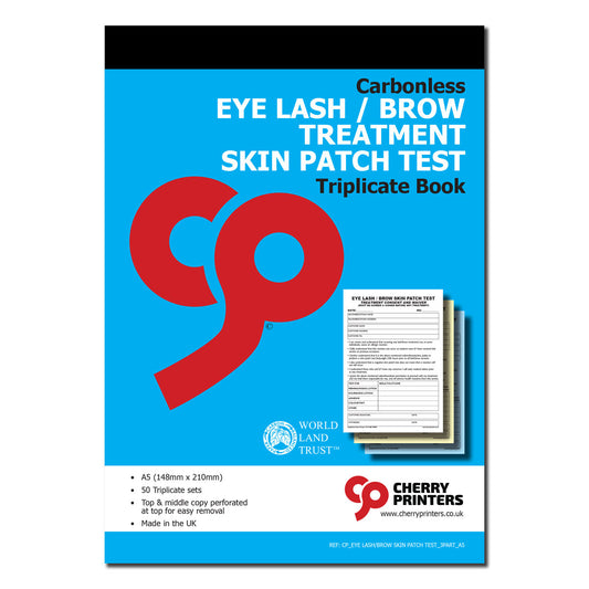 NCR Eye Lash / Brow Treatment Skin Patch Test Triplicate Book A5 50 Sets