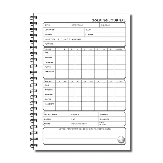 Golfing Journal | Notes | A5 (148mm x 210mm) | 50 double sided pages | Split Wirobound