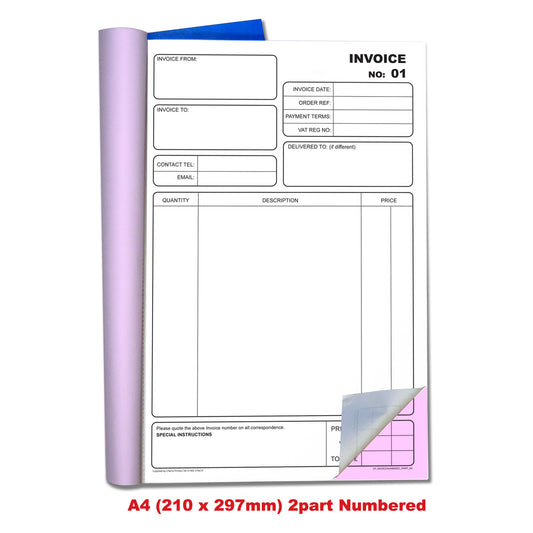 NCR Invoice Duplicate Book A4 Numbered 01-50